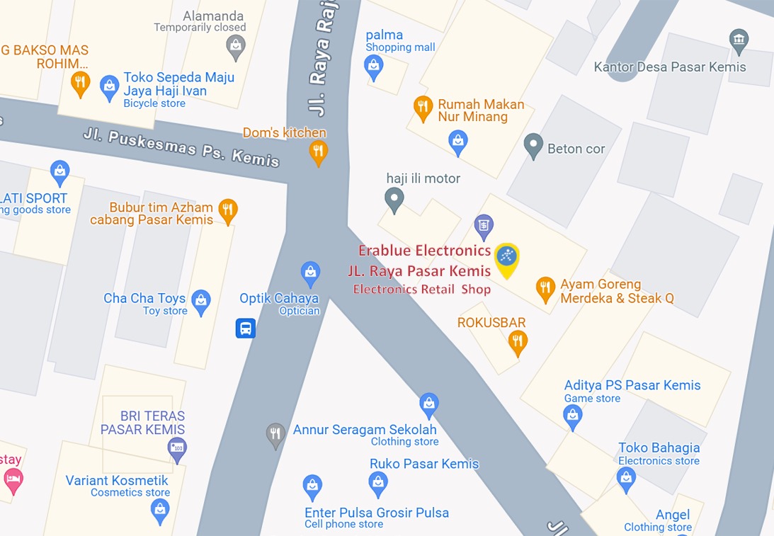 Peta ke toko EraBlue di  JL. Kp. Pasar Kemis, RT. 002, RW. 003, terletak di Kel/Desa Pasar Kemis, Kecamatan Pasar Kemis, Kabupaten Tangerang, Provinsi Banten